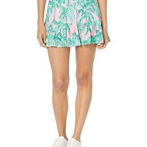 NWT! Lilly Pulitzer Atalia Pink and Green Palm Print Skort. Sz. S